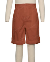 Button Cuffed Fixed Waist Shorts
