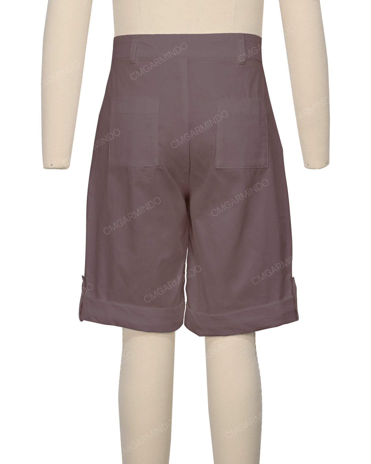 Button Cuffed Fixed Waist Shorts