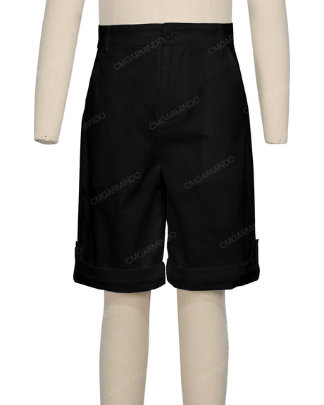 Button Cuffed Fixed Waist Shorts