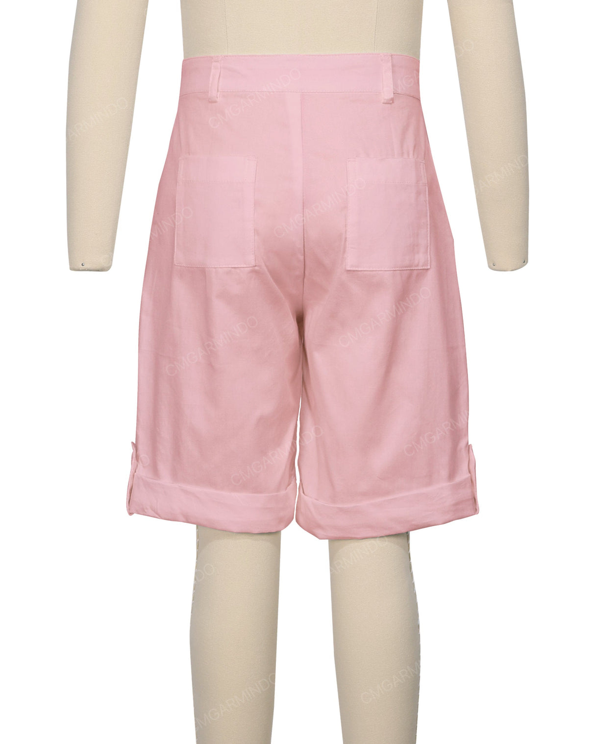 Button Cuffed Fixed Waist Shorts