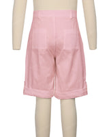 Button Cuffed Fixed Waist Shorts