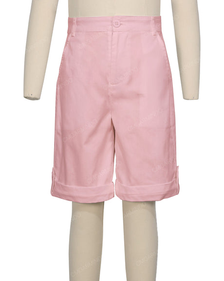 Button Cuffed Fixed Waist Shorts