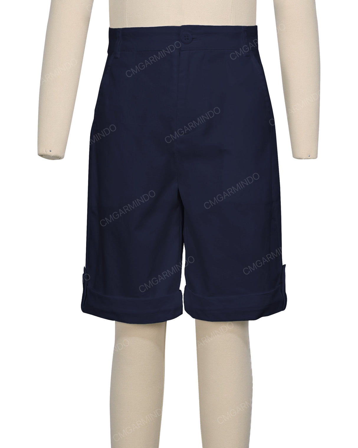 Button Cuffed Fixed Waist Shorts