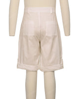 Button Cuffed Fixed Waist Shorts