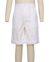 Button Cuffed Fixed Waist Shorts