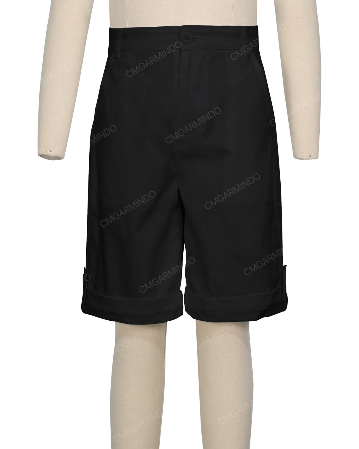 Button Cuffed Fixed Waist Shorts