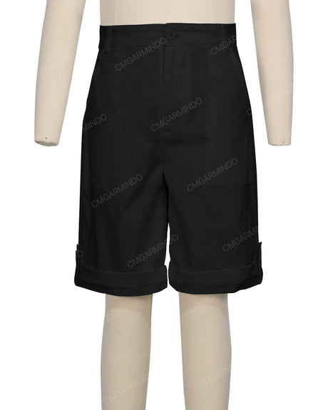 Button Cuffed Fixed Waist Shorts