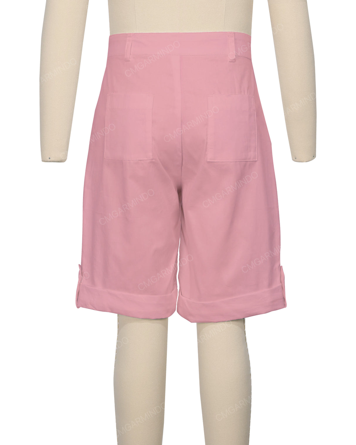 Button Cuffed Fixed Waist Shorts