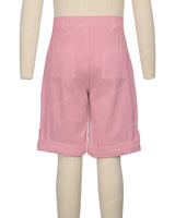 Button Cuffed Fixed Waist Shorts