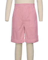 Button Cuffed Fixed Waist Shorts