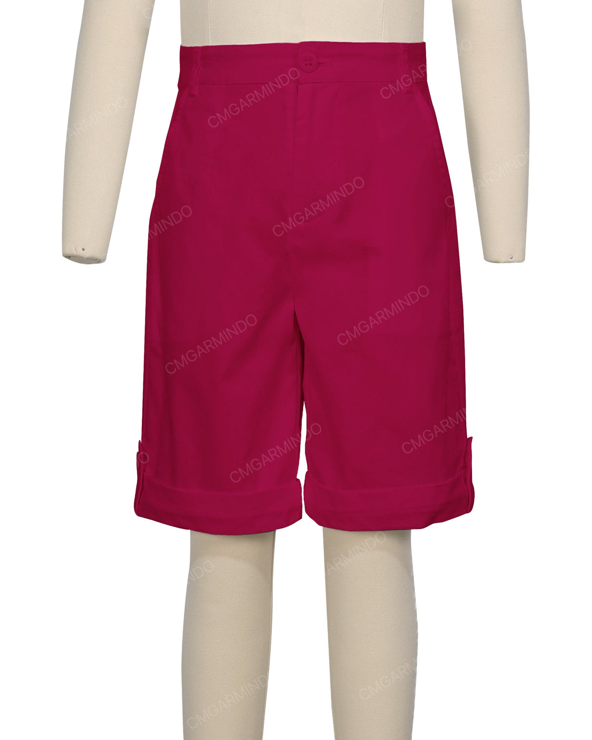 Button Cuffed Fixed Waist Shorts