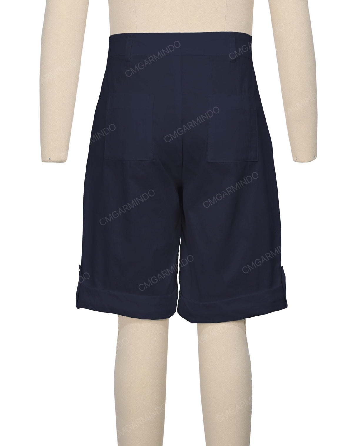 Button Cuffed Fixed Waist Shorts