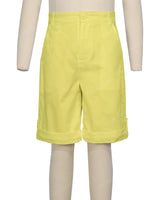 Button Cuffed Fixed Waist Shorts