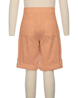 Button Cuffed Fixed Waist Shorts