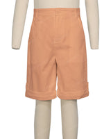 Button Cuffed Fixed Waist Shorts