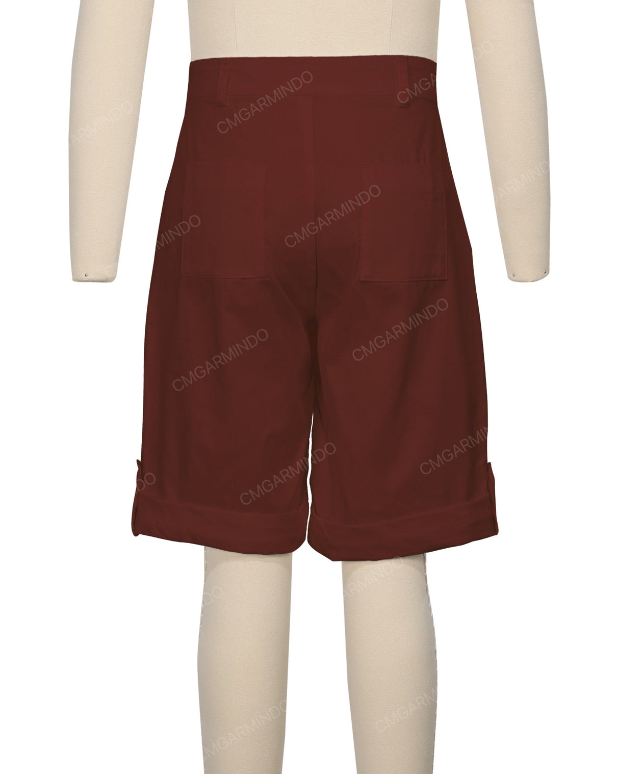Button Cuffed Fixed Waist Shorts