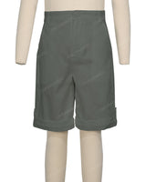 Button Cuffed Fixed Waist Shorts
