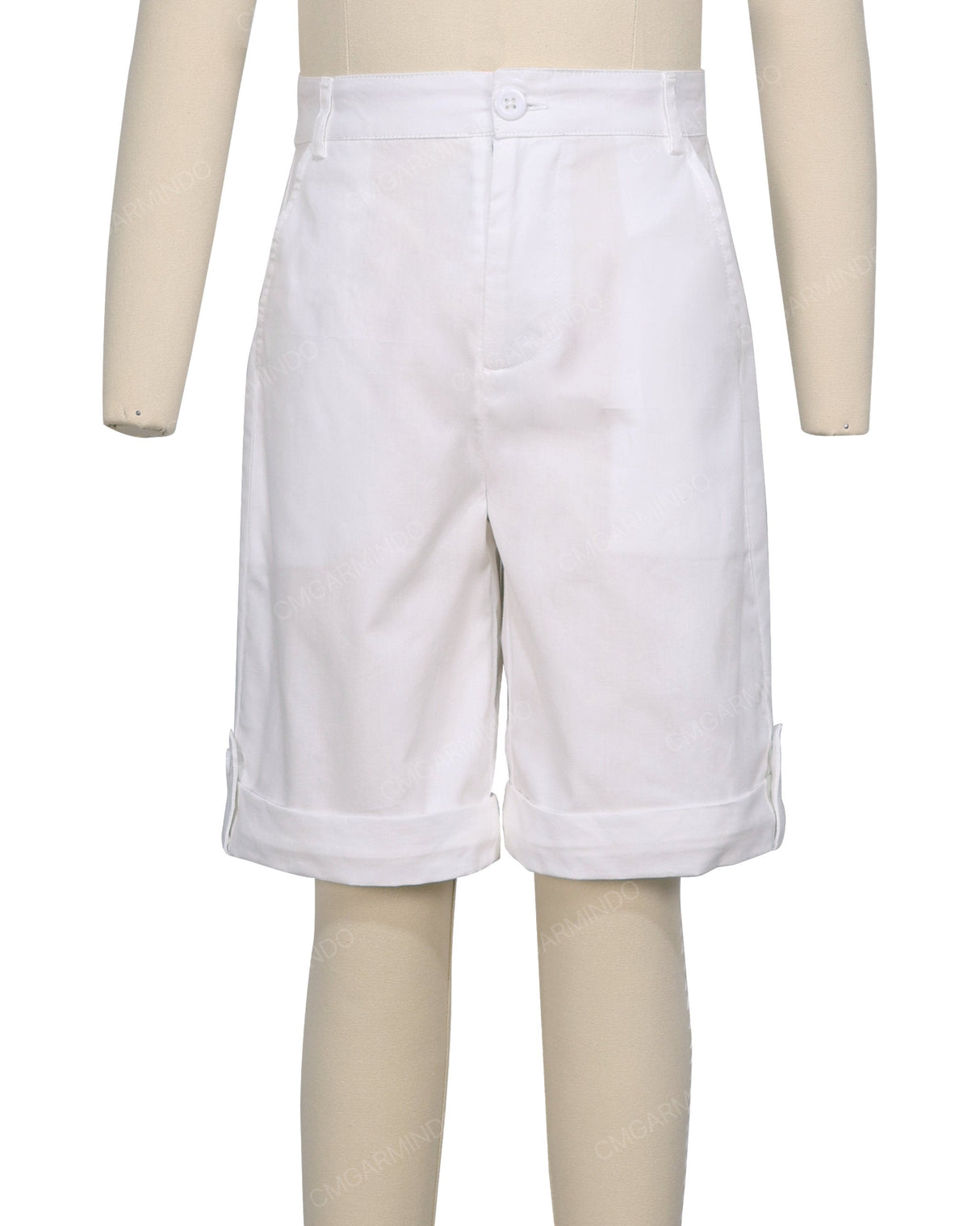 Button Cuffed Fixed Waist Shorts