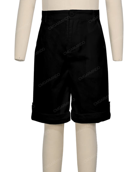 Button Cuffed Fixed Waist Shorts
