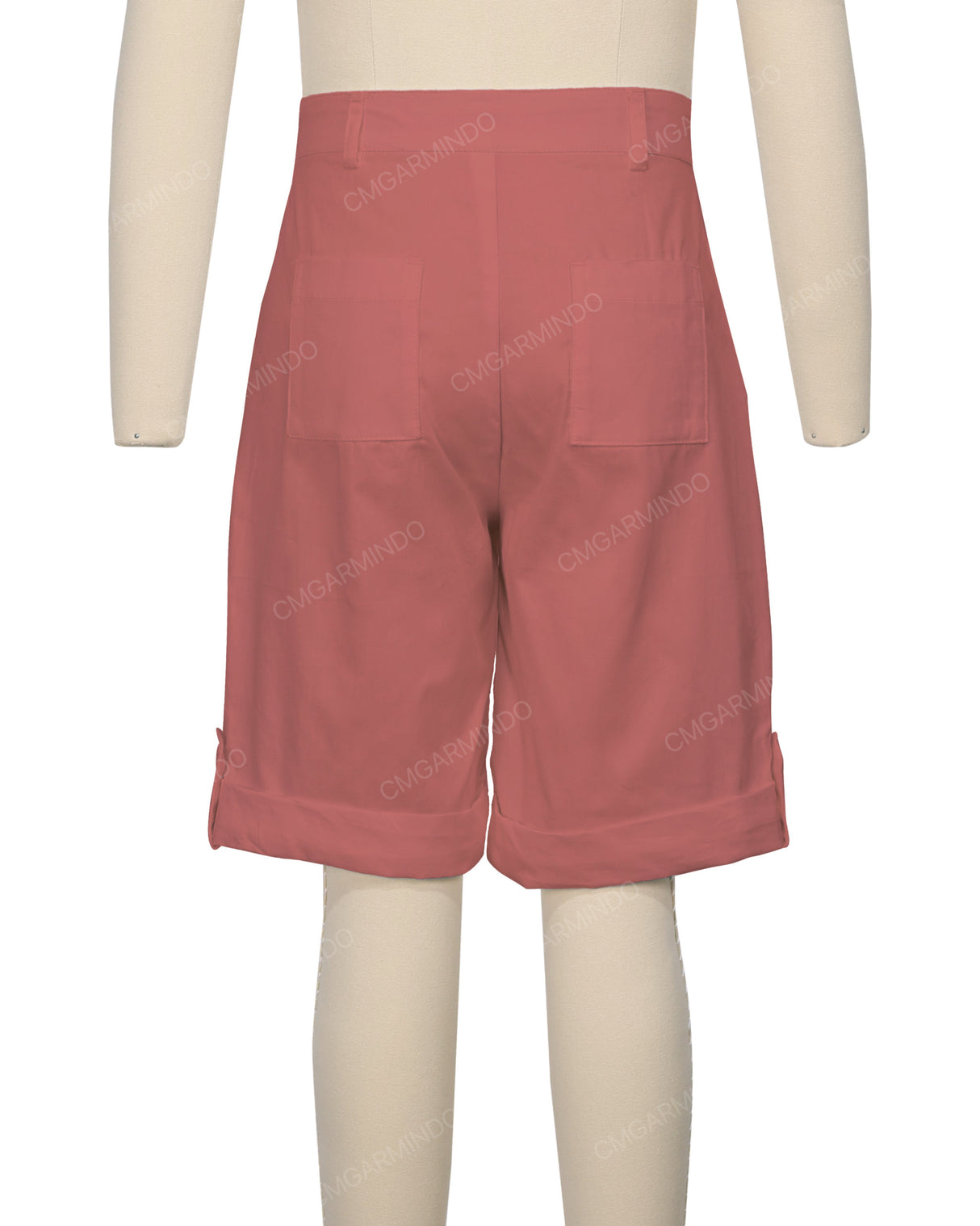 Button Cuffed Fixed Waist Shorts