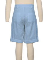 Button Cuffed Fixed Waist Shorts