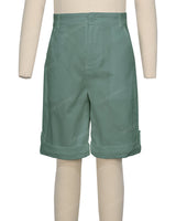 Button Cuffed Fixed Waist Shorts