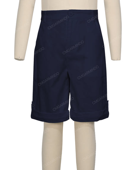 Button Cuffed Fixed Waist Shorts