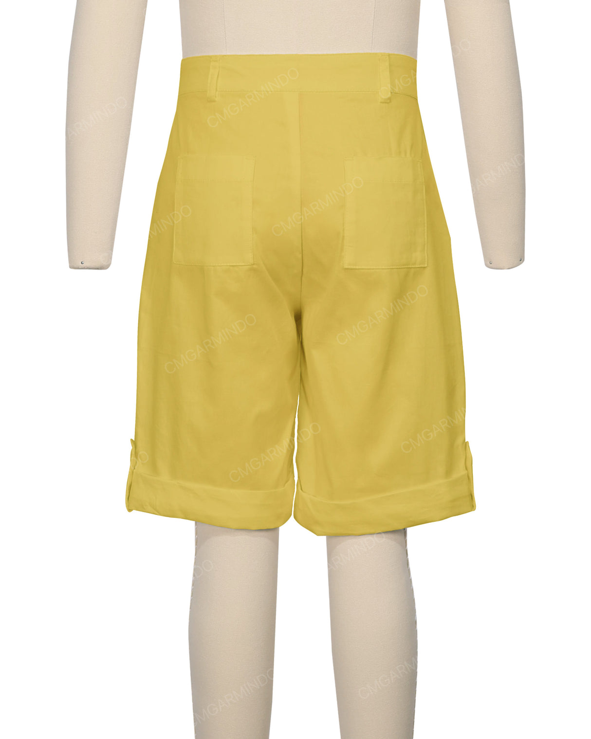 Button Cuffed Fixed Waist Shorts