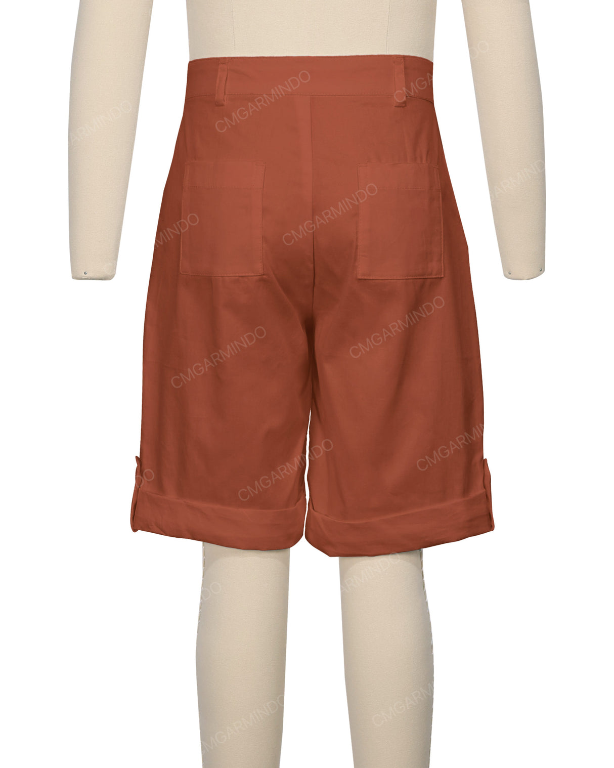 Button Cuffed Fixed Waist Shorts