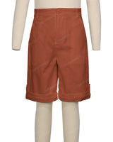 Button Cuffed Fixed Waist Shorts