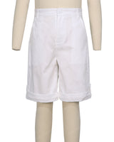 Button Cuffed Fixed Waist Shorts