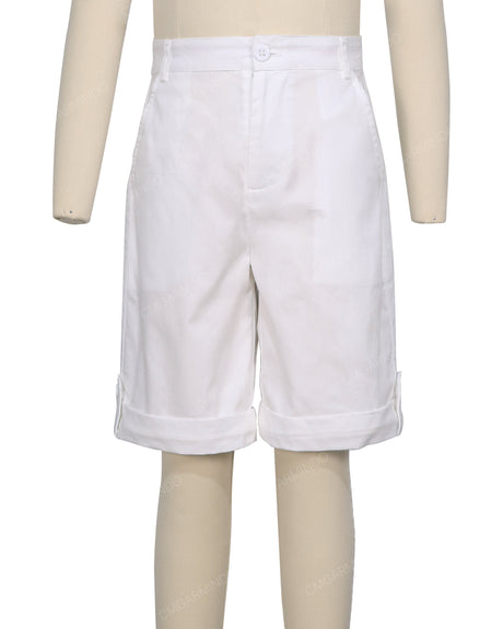 Button Cuffed Fixed Waist Shorts