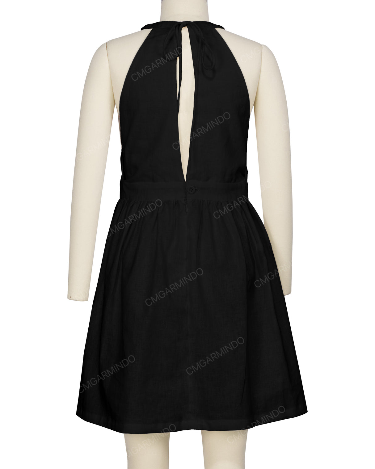 Ruffle Neck Halter Tie Dress