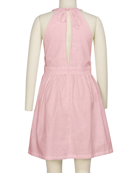 Ruffle Neck Halter Tie Dress
