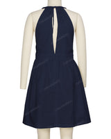 Ruffle Neck Halter Tie Dress