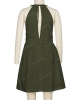 Ruffle Neck Halter Tie Dress