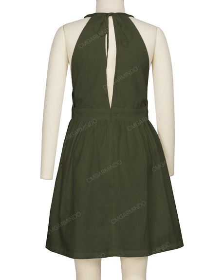Ruffle Neck Halter Tie Dress