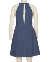 Ruffle Neck Halter Tie Dress