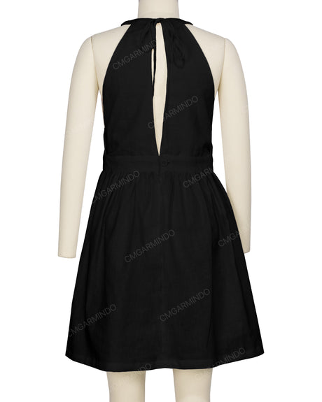 Ruffle Neck Halter Tie Dress