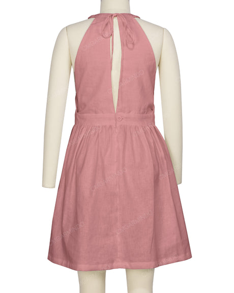 Ruffle Neck Halter Tie Dress