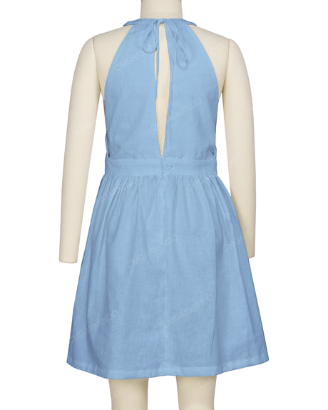 Ruffle Neck Halter Tie Dress