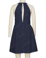 Ruffle Neck Halter Tie Dress