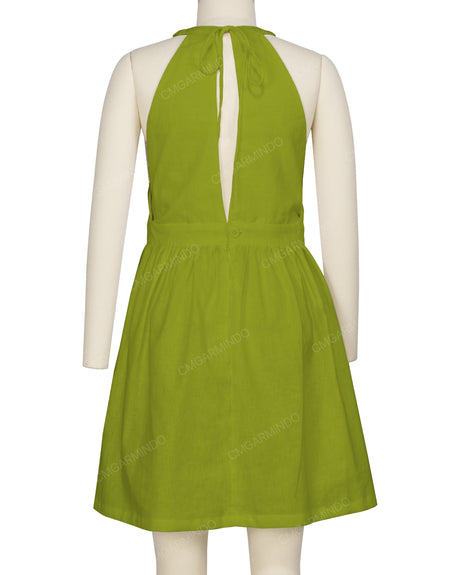 Ruffle Neck Halter Tie Dress