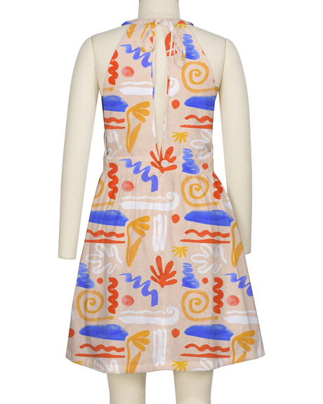 Ruffle Neck Halter Tie Dress