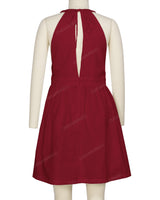 Ruffle Neck Halter Tie Dress