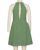 Ruffle Neck Halter Tie Dress