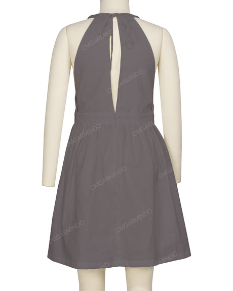 Ruffle Neck Halter Tie Dress