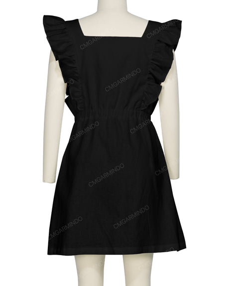 Sleeveless Side Frill Overalls Dress