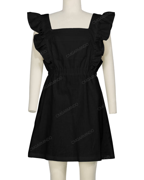 Sleeveless Side Frill Overalls Dress