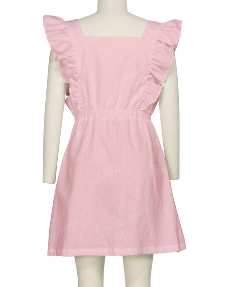 Sleeveless Side Frill Overalls Dress